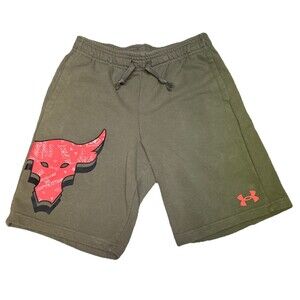 UNDER ARMOUR Project Rock Terry Cotton Fleece Shorts - Green - Youth Boys Large